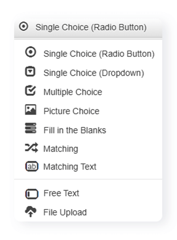 List of FlexiQuiz question types