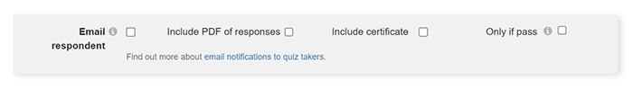 Tick box options to add to quiz results email