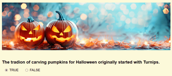 quiz question with Halloween image